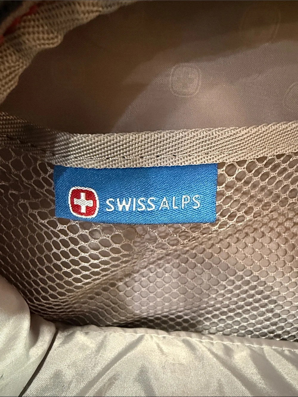 Swiss alps Red Travel Suitcase with Front Pocket and Black Handles